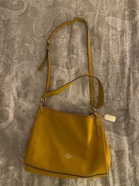 Coach Mustard Leather Shoulder Bag with Gold Hardware